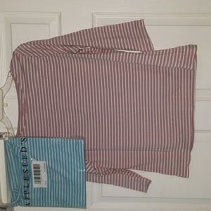 Lot of 2 New Appleseed's Boat Neck 3/4 Sleeve  Striped Tee Shirts Medium